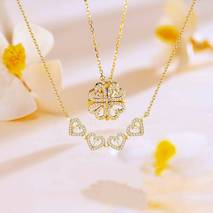 COLLAR 💞Corazoncitos y 🍀Trébol de la buena suerte® para Madre, Esposa, Hija, Hermana 🤩